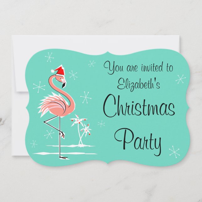 Christmas Flamingo 'You are invited' bracket Invitation (Front)