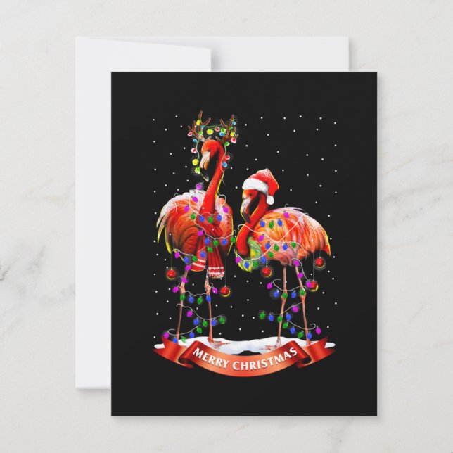 Christmas Flamingos Classic Note Card (Front)