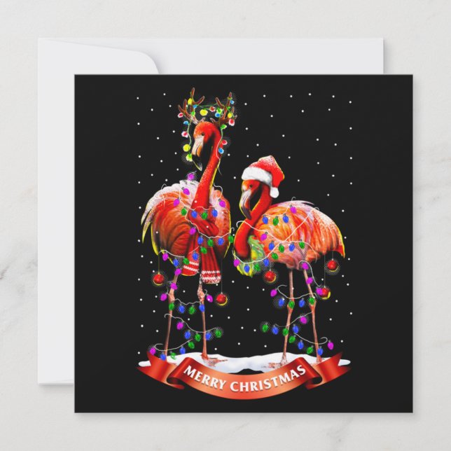 Christmas Flamingos Classic Note Card (Front)