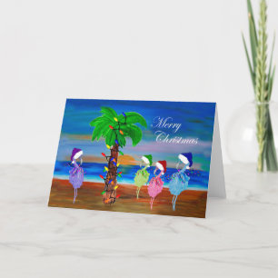 Christmas flamingos Holiday greeting cards.