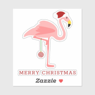 Christmas Flamingos Illustration Sticker