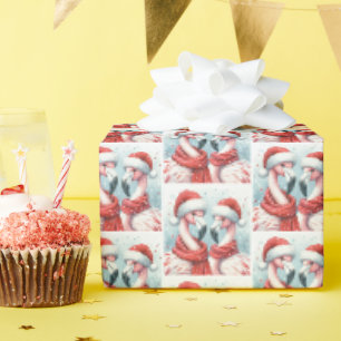Christmas Flamingos Wrapping Paper