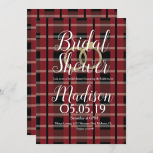 Christmas Flannel Foil Wedding Rings Bridal Shower Invitation