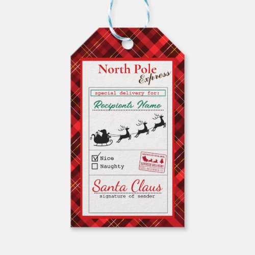 Christmas Flannel North Pole Delivery Gift Tags