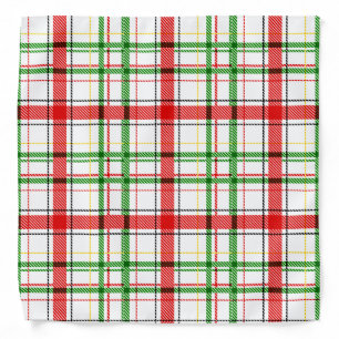 Christmas Flannel Plaid Tartan Design - White Bandana