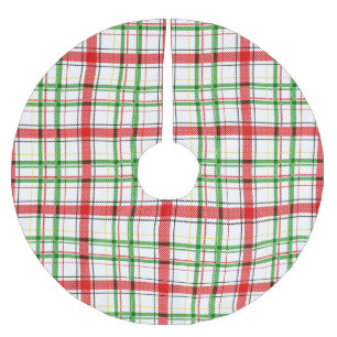 Christmas Flannel Plaid Tartan Design - White  Brushed Polyester Tree Skirt