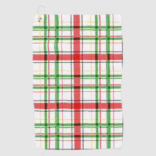Christmas Flannel Plaid Tartan Design - White Golf Towel