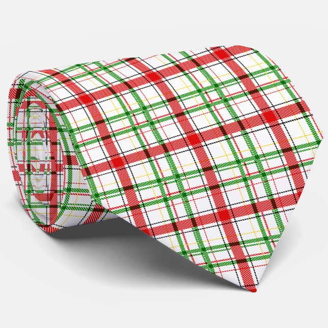 Christmas Flannel Plaid Tartan Design - White  Neck Tie (Creator Uploaded)