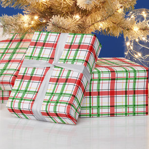 Christmas Flannel Plaid Tartan Design - White  Wrapping Paper