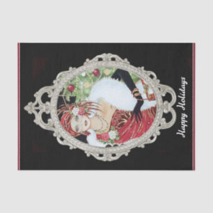 Christmas Flapper Girl Dazzling Red & Gold Dress Tissue Paper