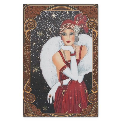 Christmas Flapper Girl Star_Drenched Night Sky Tissue Paper
