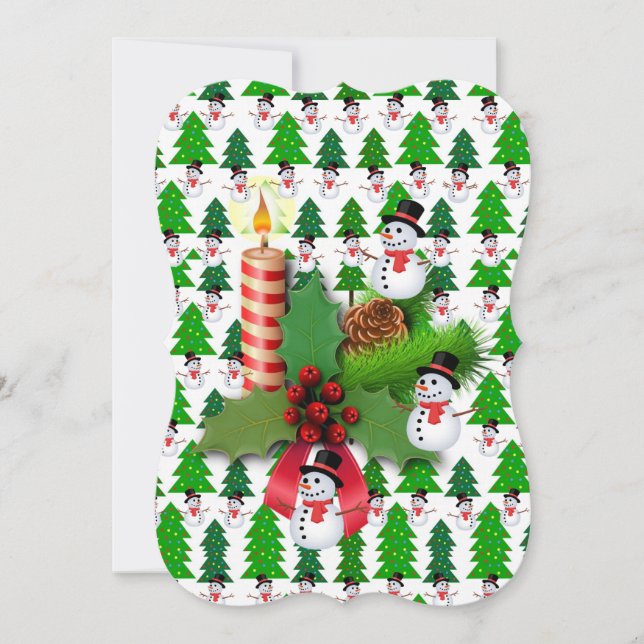 Christmas Flat Greeting Card, Snowman Card (Front)