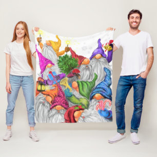 Christmas Fleece Blanket Happy Gnome Party