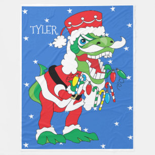 Christmas Fleece Blanket/Large TySantaSaurus Rex