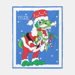 Christmas Fleece Blanket/Medium TySantaSaurus Rex Blanket