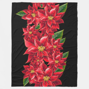 Christmas Fleece Throw Red Poinsettia's