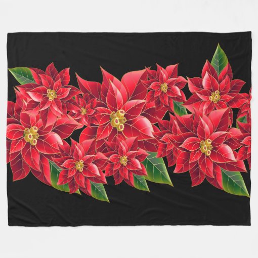 Christmas Fleece Throw Red Poinsettia's Zazzle