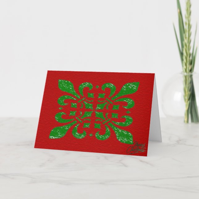 Christmas Fleur De Lis Holiday Card (Front)