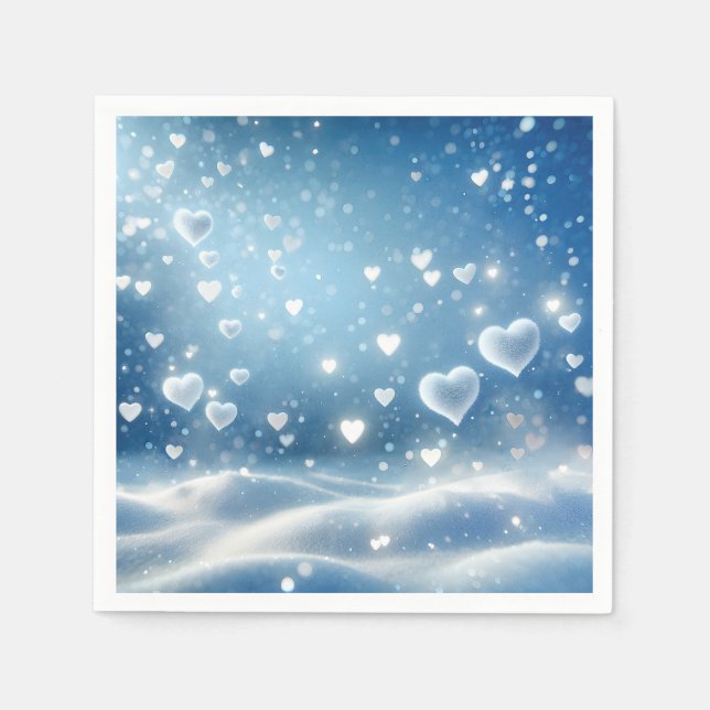 Christmas Floating Snow Hearts  Napkins (Front)