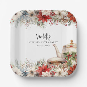 Christmas Floral Afternoon Tea Holiday Party Paper Plates
