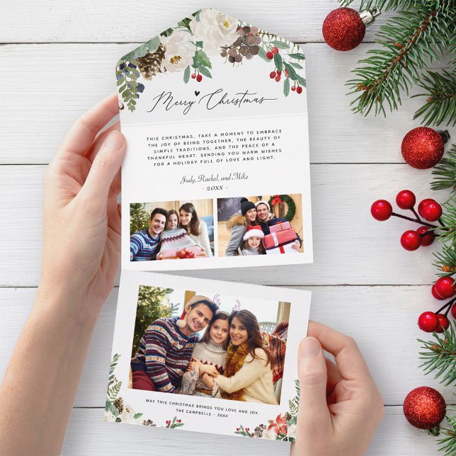 Christmas Floral All in One Keepsake Photo Card (Creator Uploaded)