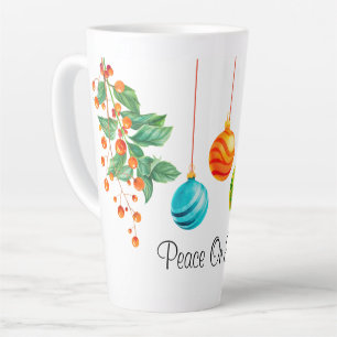 Christmas Floral And Ornaments Latte Mug