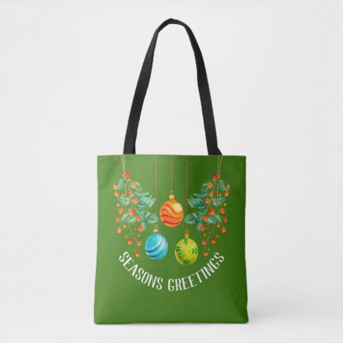 Christmas Floral And Ornaments Tote Bag