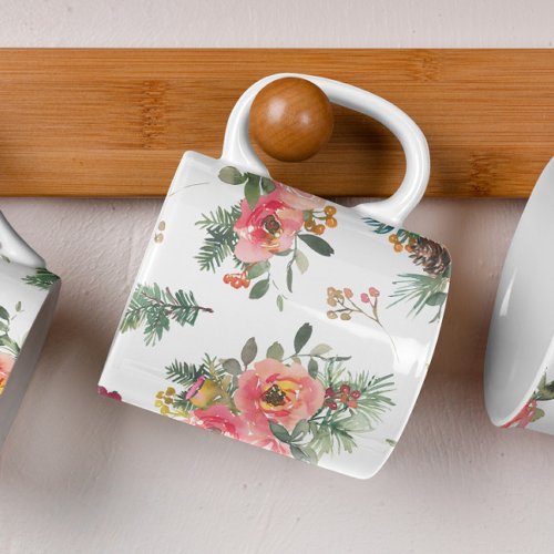 Christmas floral and pine branch pattern Holiday Coffee Mug