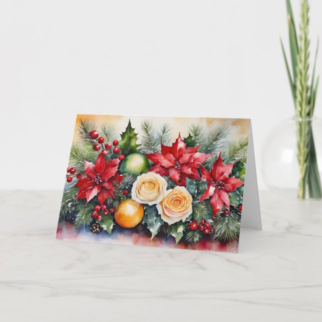 Christmas Floral Arrangement Card (Front)