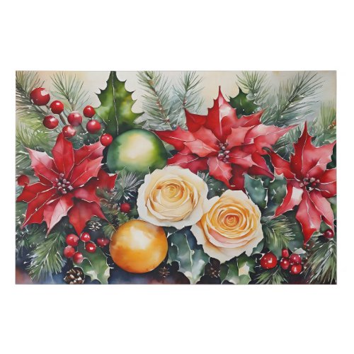 Christmas Floral Arrangement Faux Canvas Print