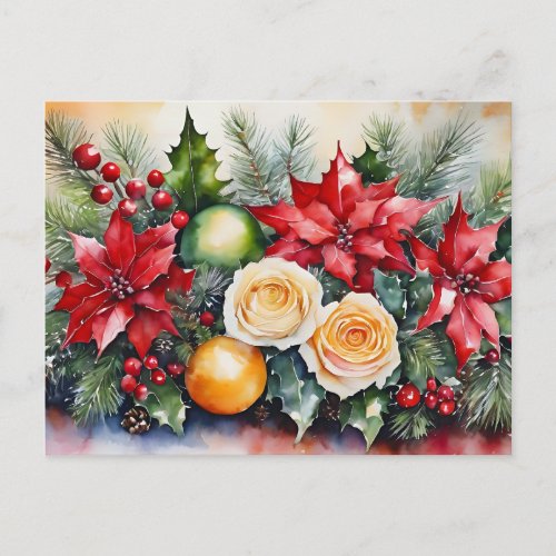 Christmas Floral Arrangement Postcard