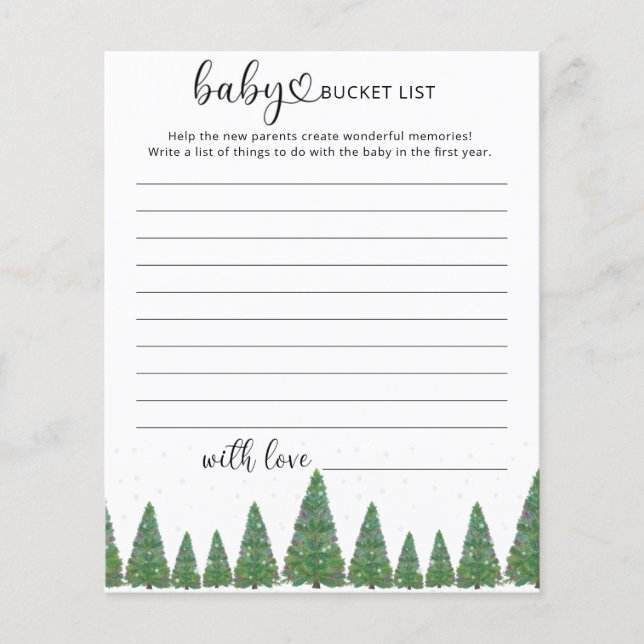 Christmas floral baby bucket list game (Front)