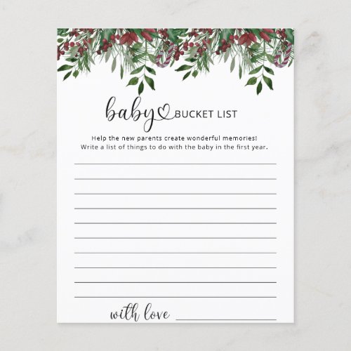 Christmas floral baby bucket list game