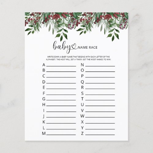 Christmas floral baby name race game