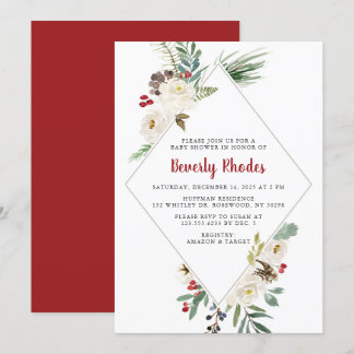 Christmas Floral Baby Shower Invitation