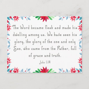 Christmas Floral Bible Verse Postcard