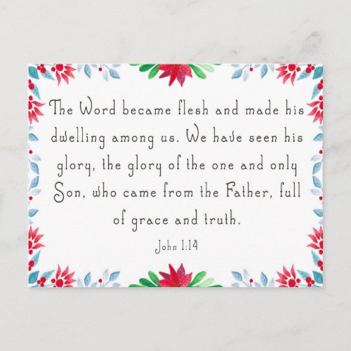 Christmas Floral Bible Verse Postcard