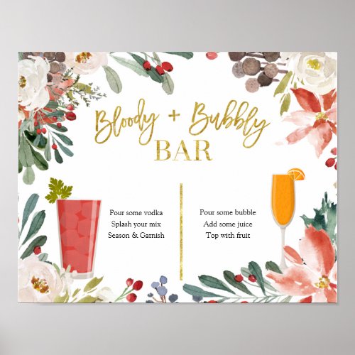 Christmas Floral Bloody and Bubbly Bar Poster