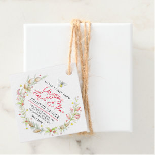 Christmas floral candle ingredient label hang tag