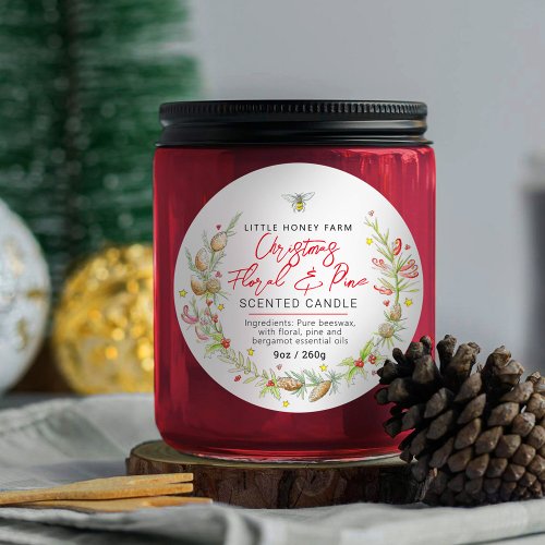 Christmas floral candle ingredients label 