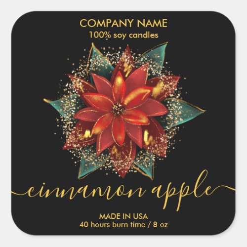 Christmas Floral Candle label product label