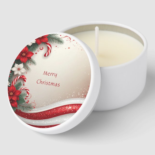 Christmas Floral Candy Canes Holiday Mini Candle Favors (Corner)