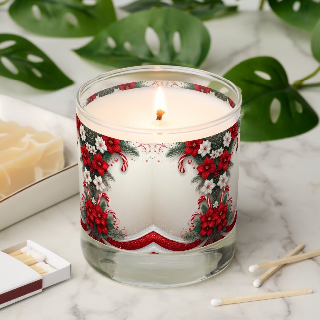 Christmas Floral Candy Canes Scented Jar Candle (Lit)