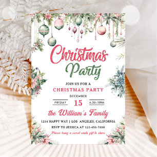 Christmas Floral Christmas Party Invitation
