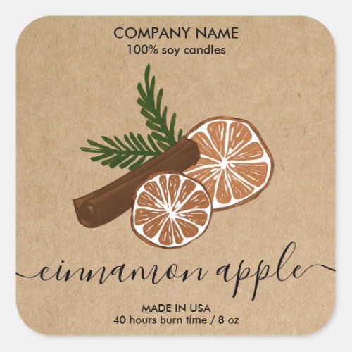 Christmas Floral Cinnamon Candle product label
