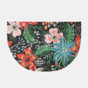Christmas Floral Colorful Pattern Doormat