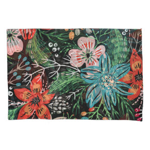 Christmas Floral Colorful Pattern Pillow Case