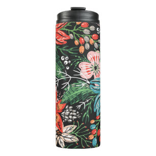Christmas Floral Colorful Pattern Thermal Tumbler