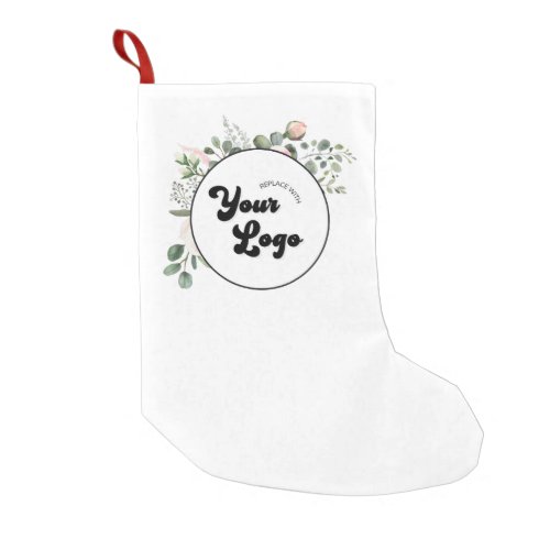 Christmas Floral Custom Business Company Logo Xmas Small Christmas Stocking