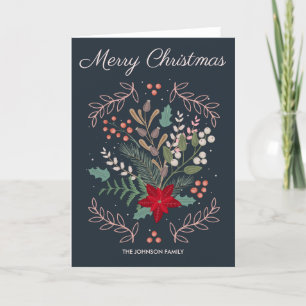 Christmas floral cute whimsical colorful   holiday card